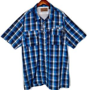 Big Sky Blue Plaid Vented Button Up Fishing Shirt